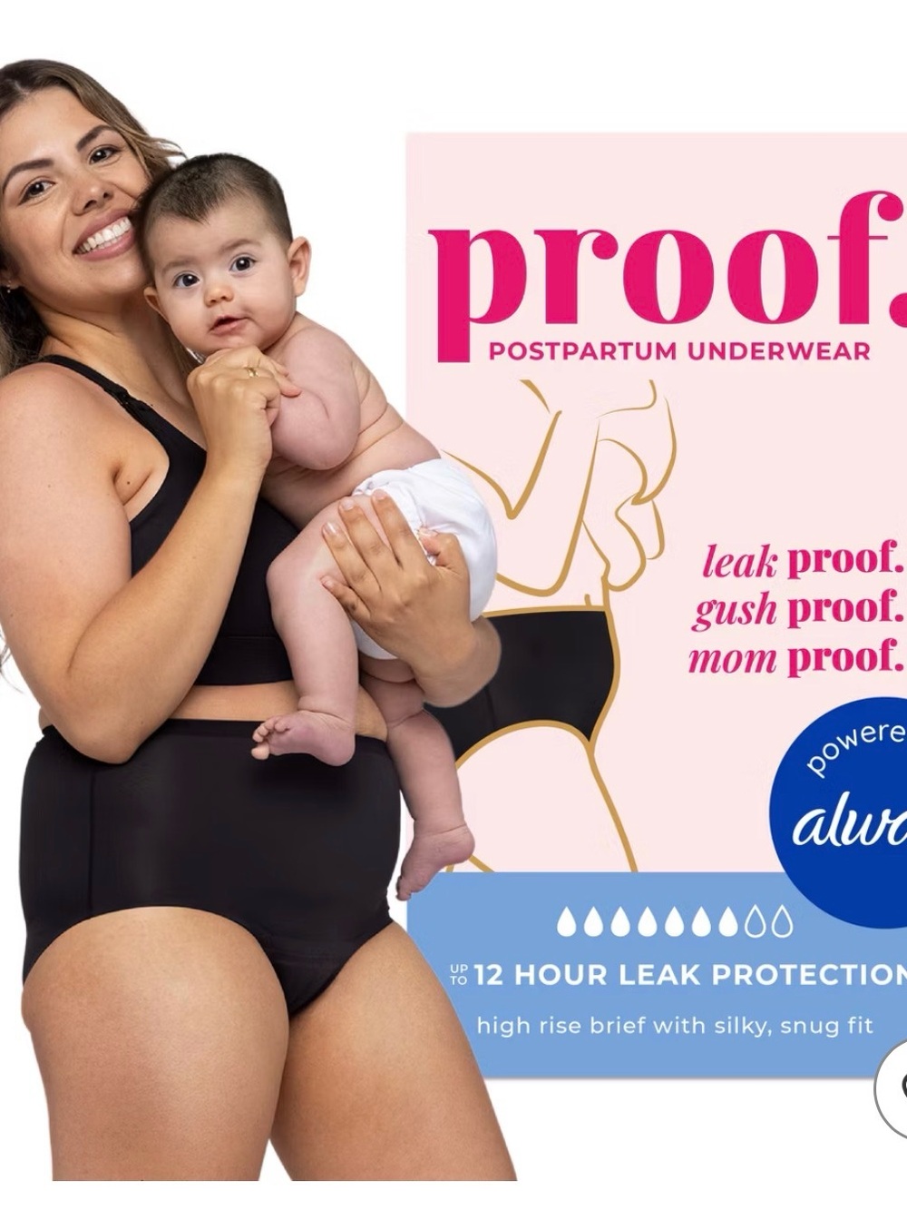 Always Black High Rise Postpartum Leak-Proof Brief Size Small *NEW